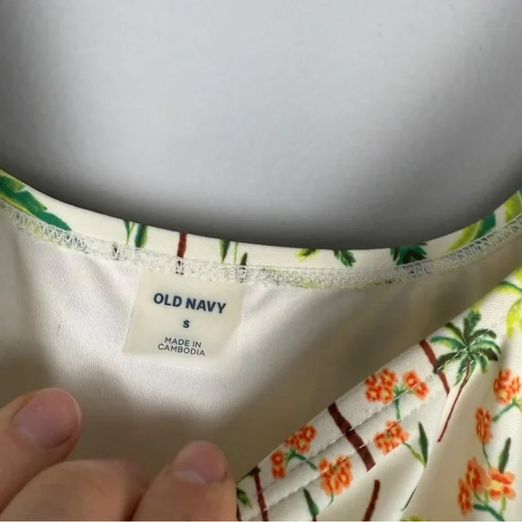 Old Navy Palm Tree Tropical Wrap Front One Piece Swimsuit - Picture 6 of 7